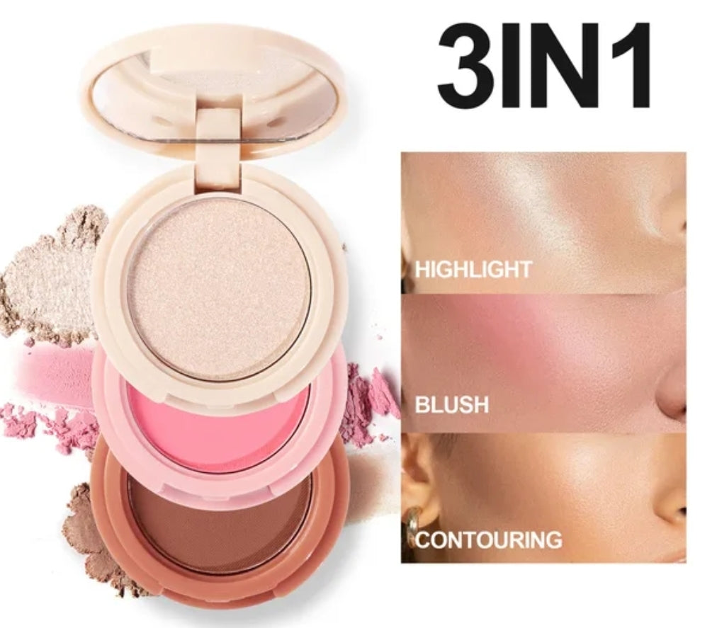 Pack 'Glow up' 3en1 avec highlighter, blush et contour